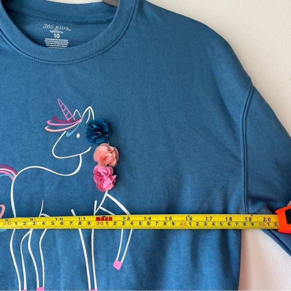 🌼 5/$25 365 Kids Girls Unicorn Sweatshirt Size 10 | Blue Pullover Crewneck - Picture 5 of 7